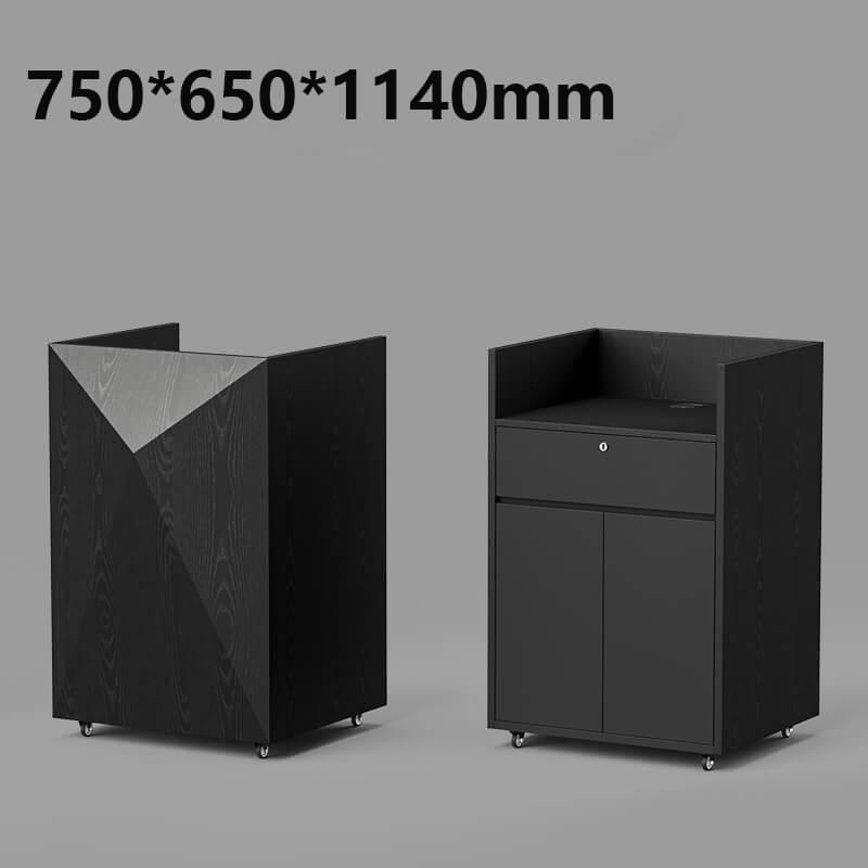 Movable black small reception desk with lightweight design