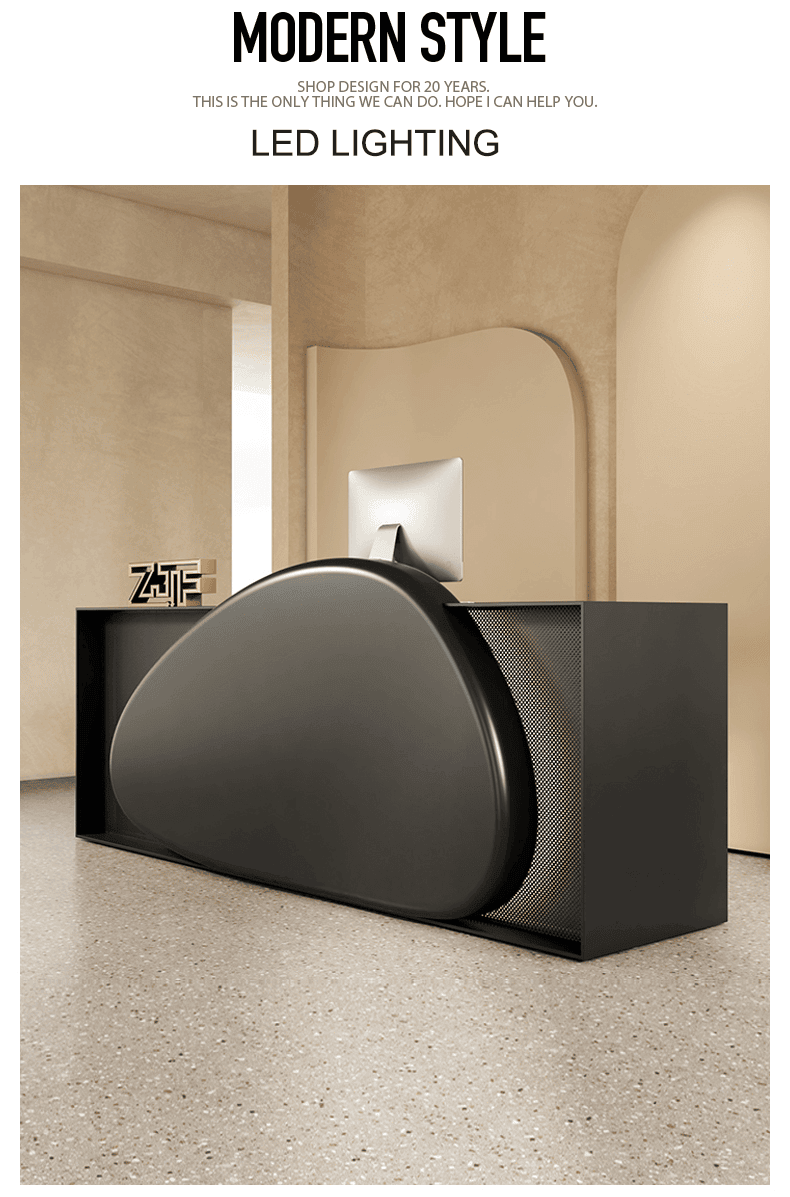 Extra Large Reception Counter with Cobble Design and LED, Suitable for Hotel Lobbies