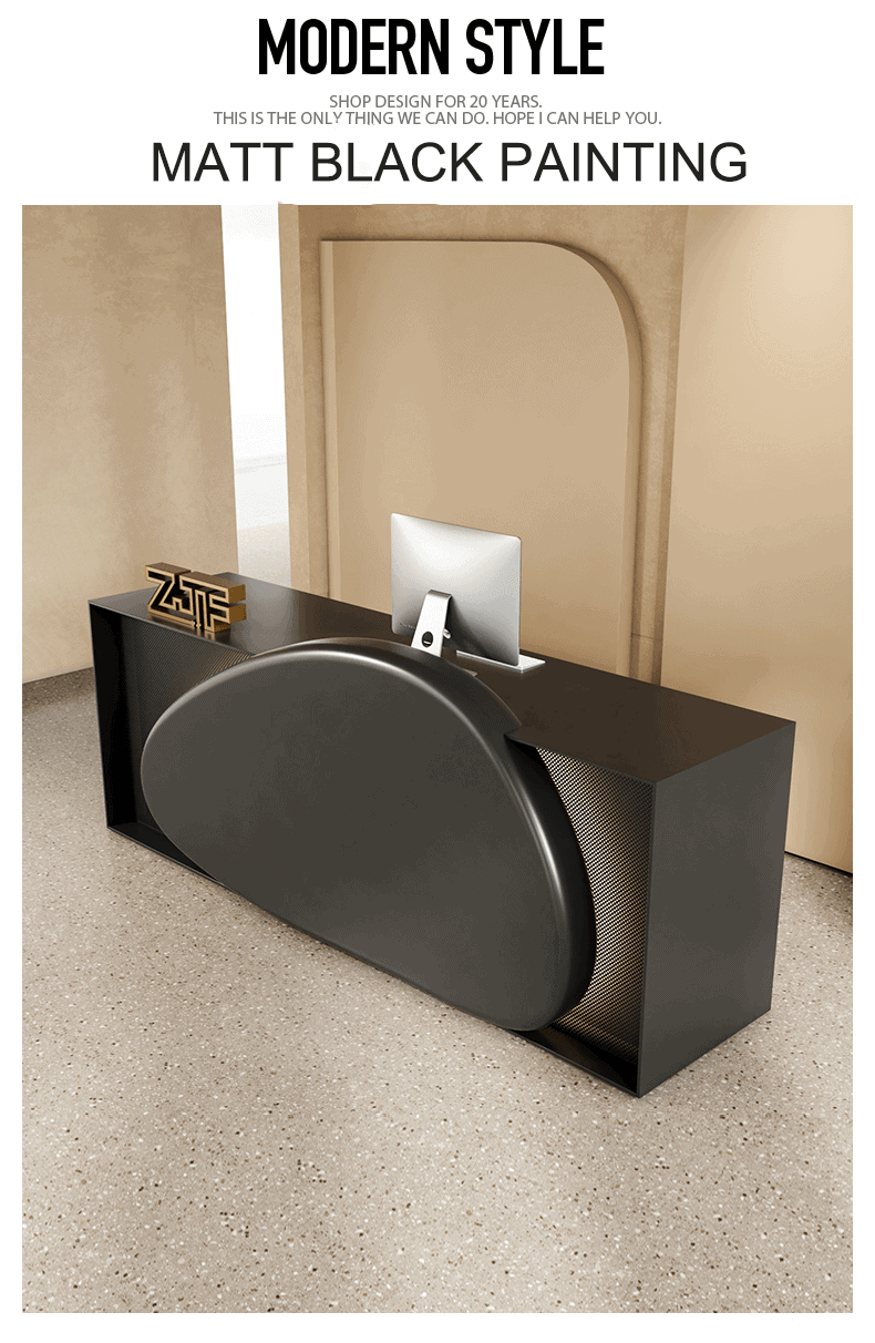 LED Cobble Shaped 8ft Black Reception Desk