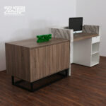 Custom dark marble reception desk ADA compliant