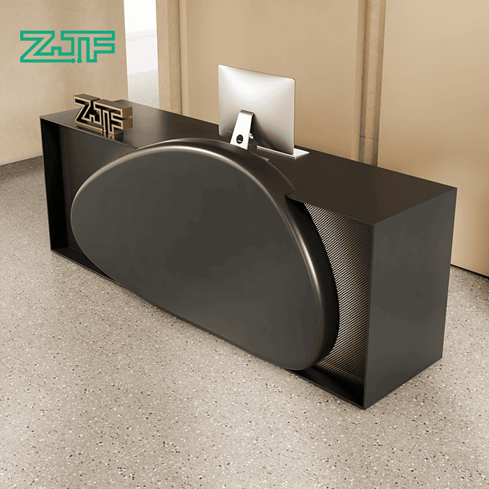 8ft Reception Desk with Cobble Front and LED for Lobbies and Salons