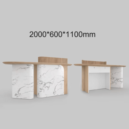 Luxury reception counter with Carrara marble texture