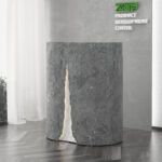 Curved Marble Reception Desk with LED Lighting