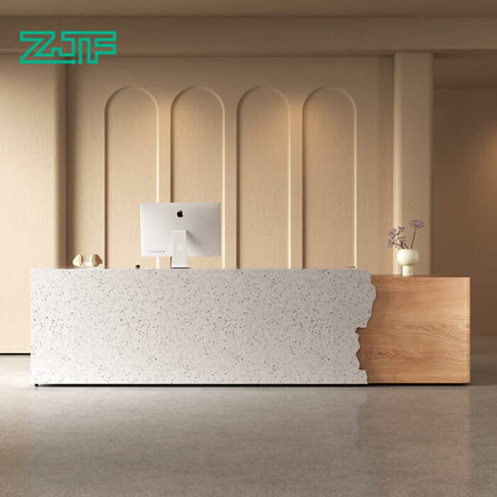 Nero White Marble Two Person Reception Desk