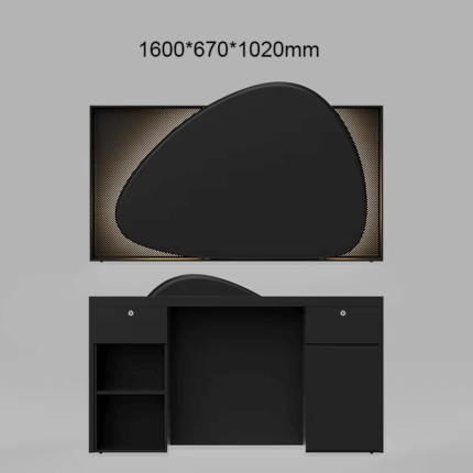 Stylish Black Reception Desk with Cobble Shape