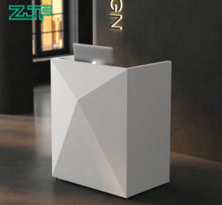 Portable white reception desk diamond design available