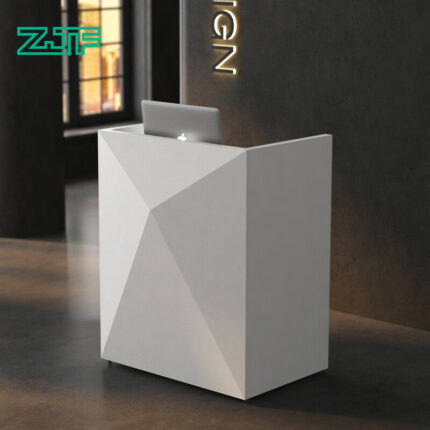 Portable white reception desk diamond design available