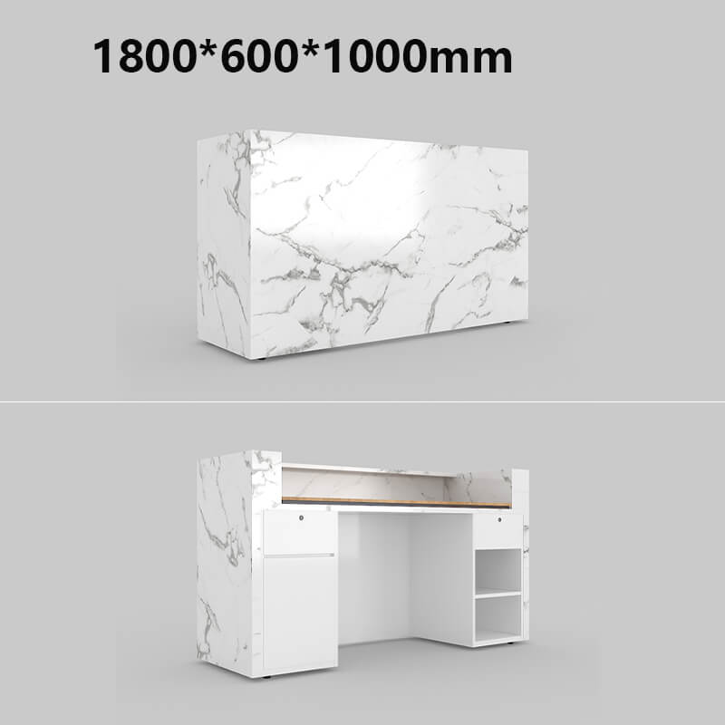 White marble reception desk U shaped custom design