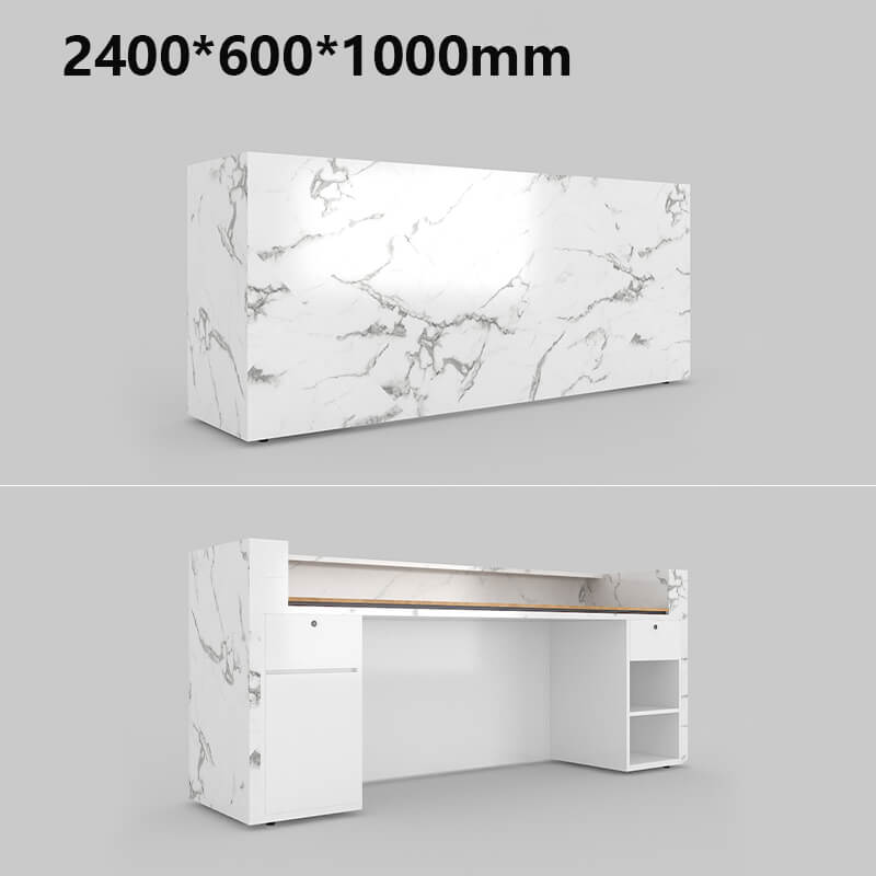 U shaped reception desk white marble for offices