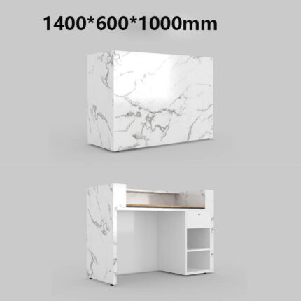 U shaped white marble desk with privacy protection