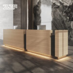 Wood and Stone Pattern Reception Counter with Lighting