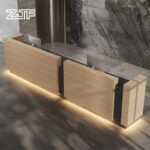 Wood LED Light Large Hair Salon Reception Desk