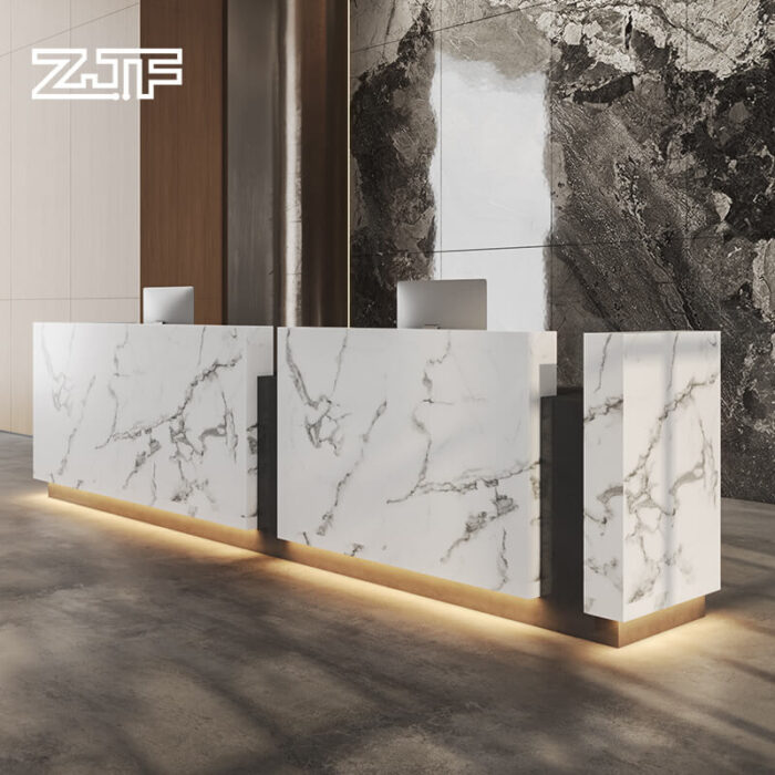 Large White U-Shaped Reception Desk for Office Lobbies