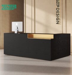 Custom black wood reception desk for modern offices