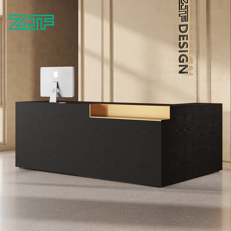 Custom black wood reception desk for modern offices