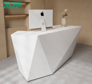 Plain White Beauty Salons Reception Desk Furniture