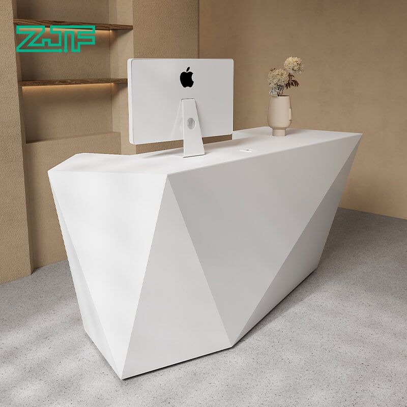 Plain White Beauty Salons Reception Desk Furniture