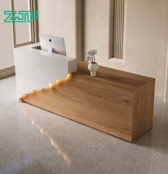 Light wood and white marble desk for offices