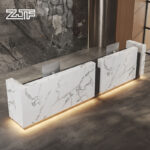 White Marble Reception Table with LED Lights