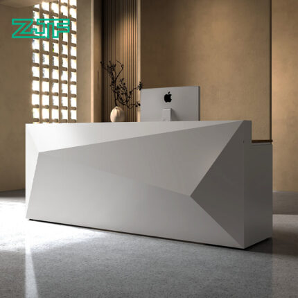 White diamond reception desk custom for beauty salons