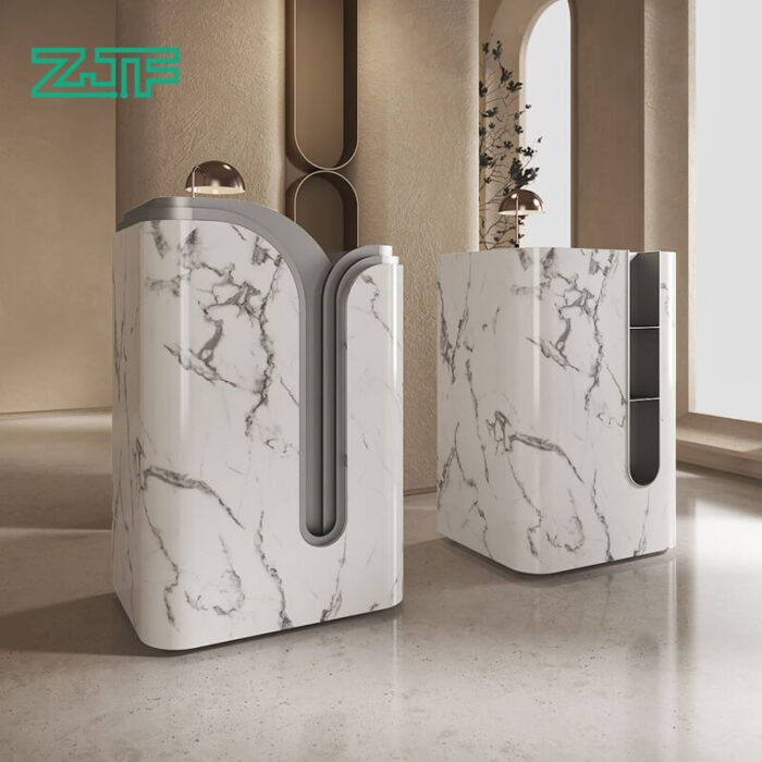 Portable white marble front desk for salons