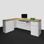 Reception desk L shaped light wood for offices