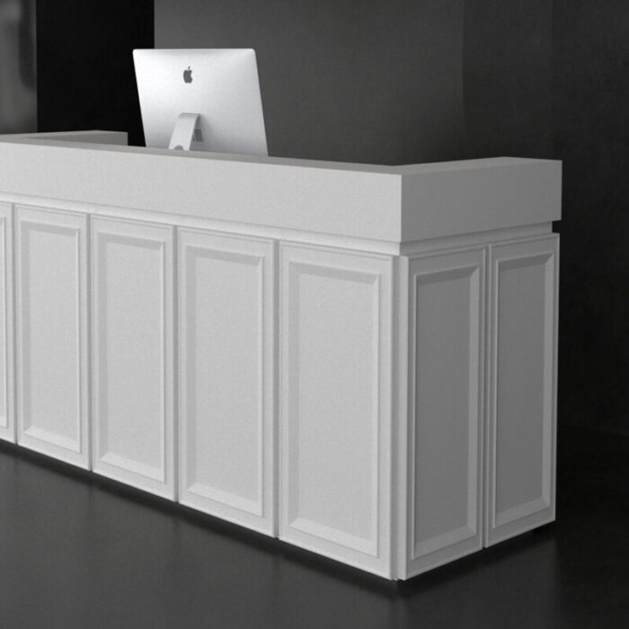 U-Shaped Reception Desk in White for Large Lobbies