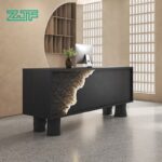 Large Black Woodgrain Reception Table for Salons