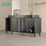 Black Metal l Shaped Reception Desk