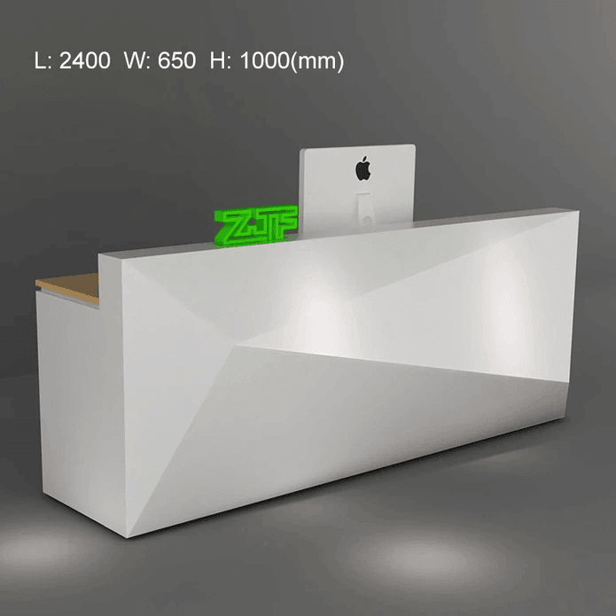 White diamond shaped desk for salons and offices